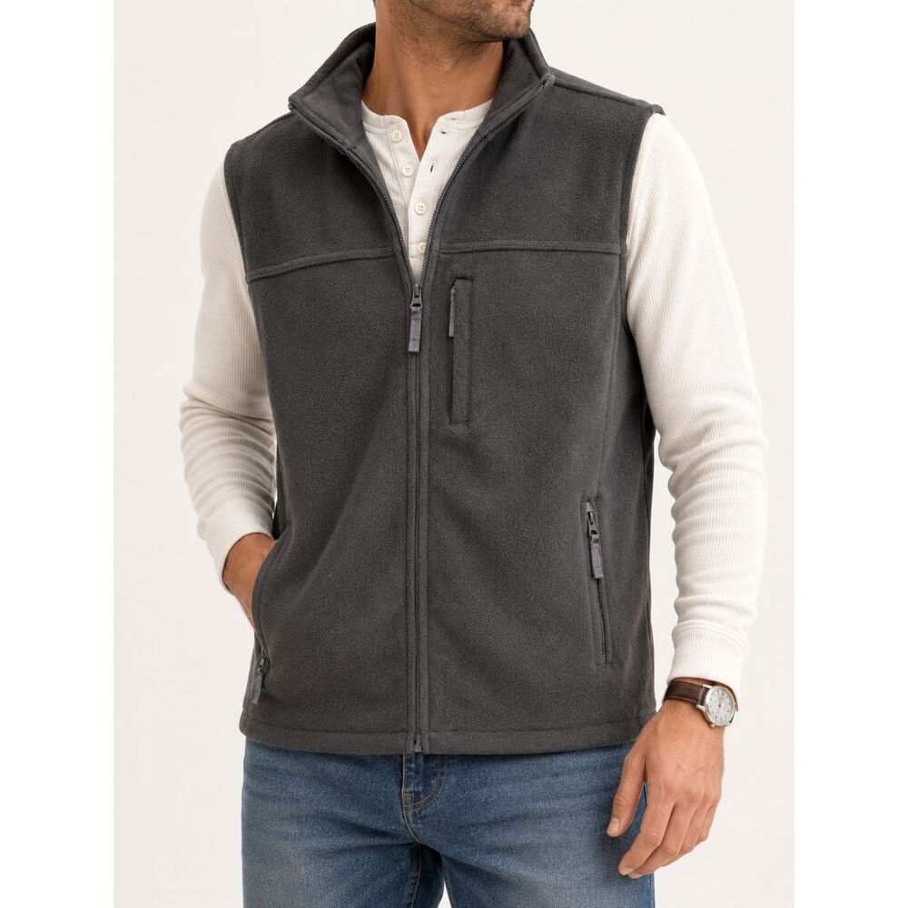 Duluth Trading Co Gray Fleece Vest Men's Medium Full Zip Outdoor Workwear Hiking